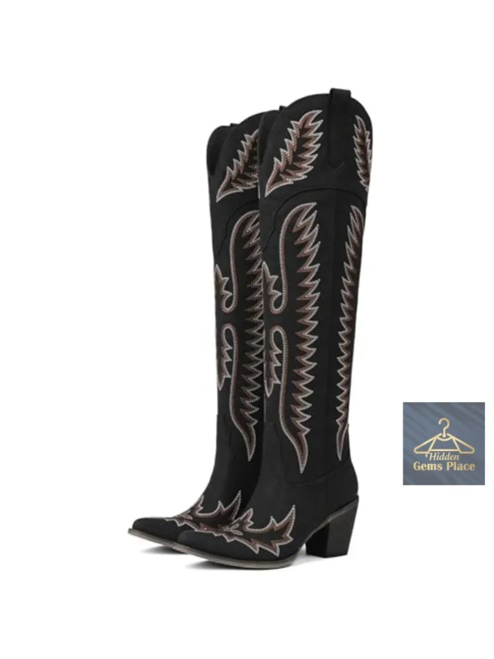 Over the Knee Cowgirl Boots Women Thigh High Western Pointed Toe PU